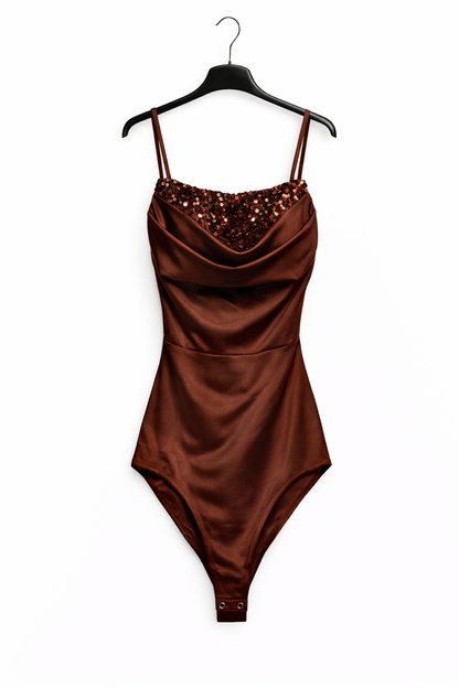 Body à sequins décolleté drapé