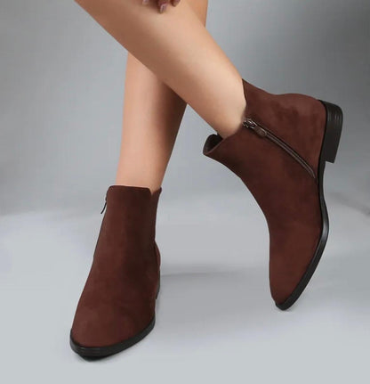 Bottines en suédine à zip latéral