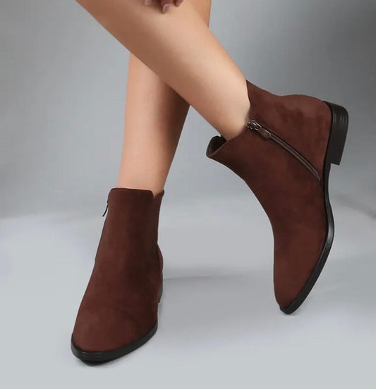 Bottines en suédine à zip latéral