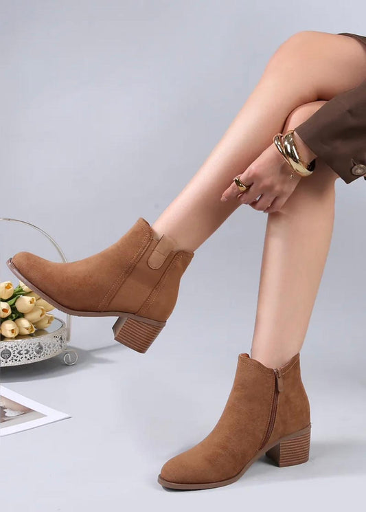 Bottines en suédine à talon bloc