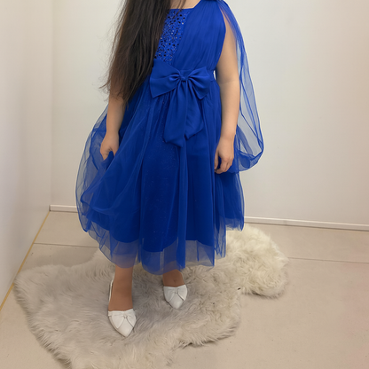 Robe en voile superposé avec grand nœud