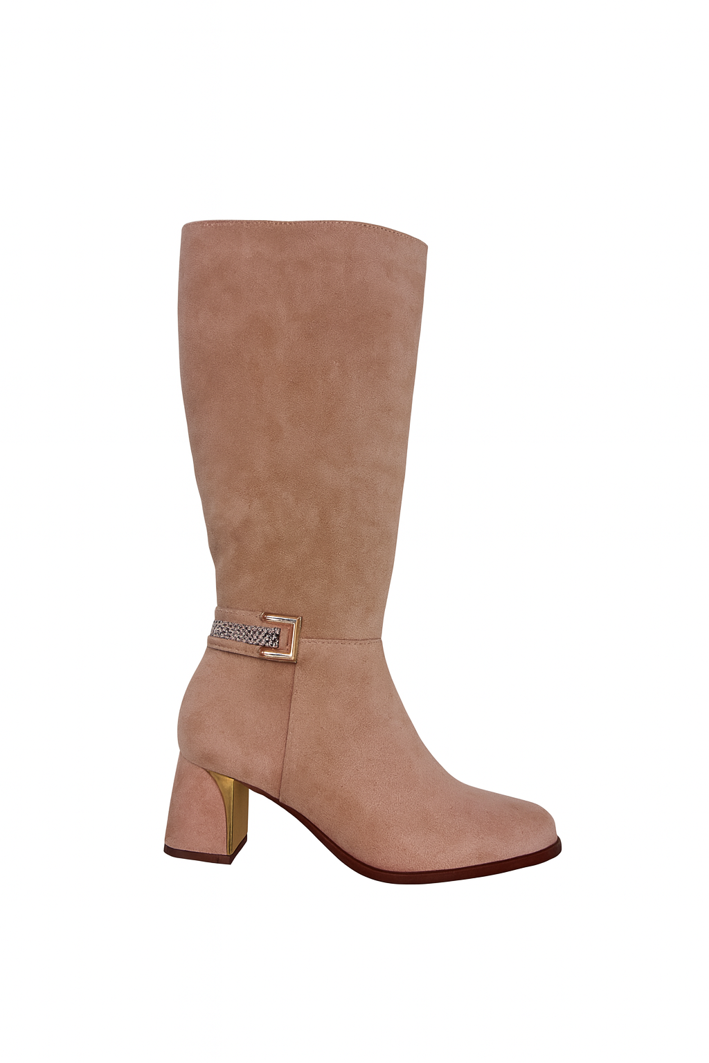 Bottes suédine à talon doré