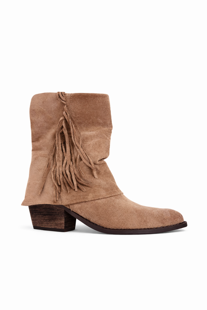 Bottines esprit western en suédine à franges
