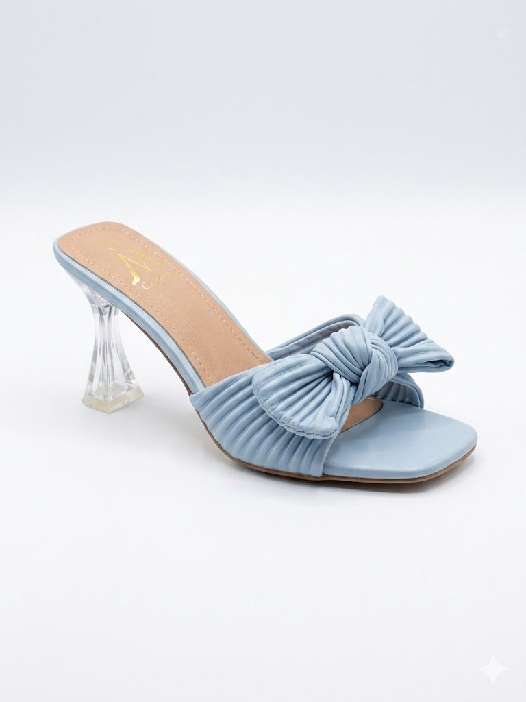 Mules nœud texturé & talon transparent