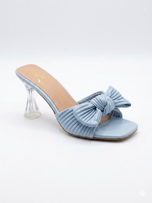Mules nœud texturé & talon transparent