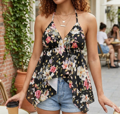 Top Halter avec Ourlet Asymétrique