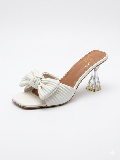 Mules nœud texturé & talon transparent