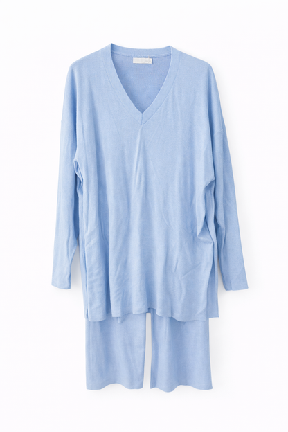 Ensemble – pull oversize à col V et pantalon fluide