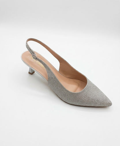 Slingback pailleté à bout pointu et petit talon effilé