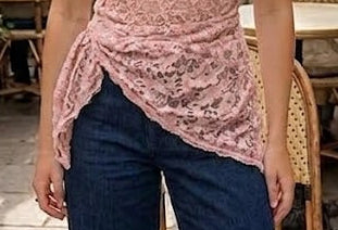 Foulard  en dentelle florale à bordure festonnée à nouer en ceinture