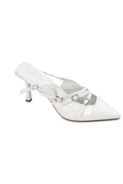 Escarpin slingback verni à boucles