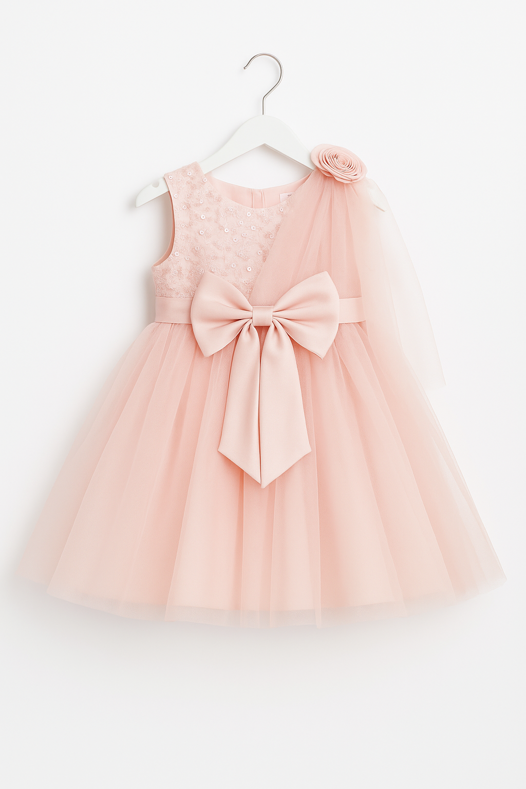 Robe en voile superposé avec grand nœud