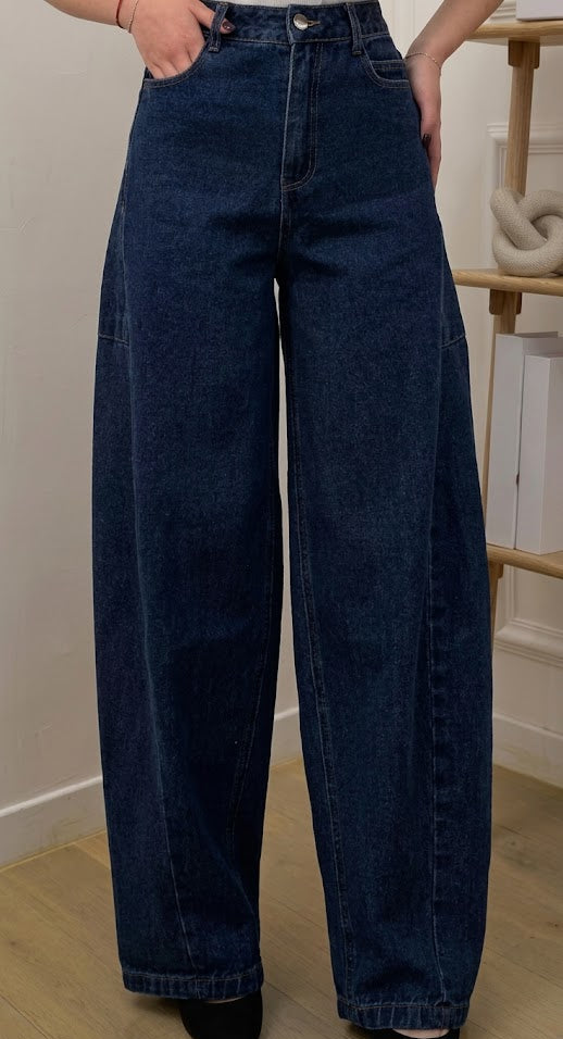 Jean wide-leg taille haute bleu brut coupe oversize & jambe ultra large