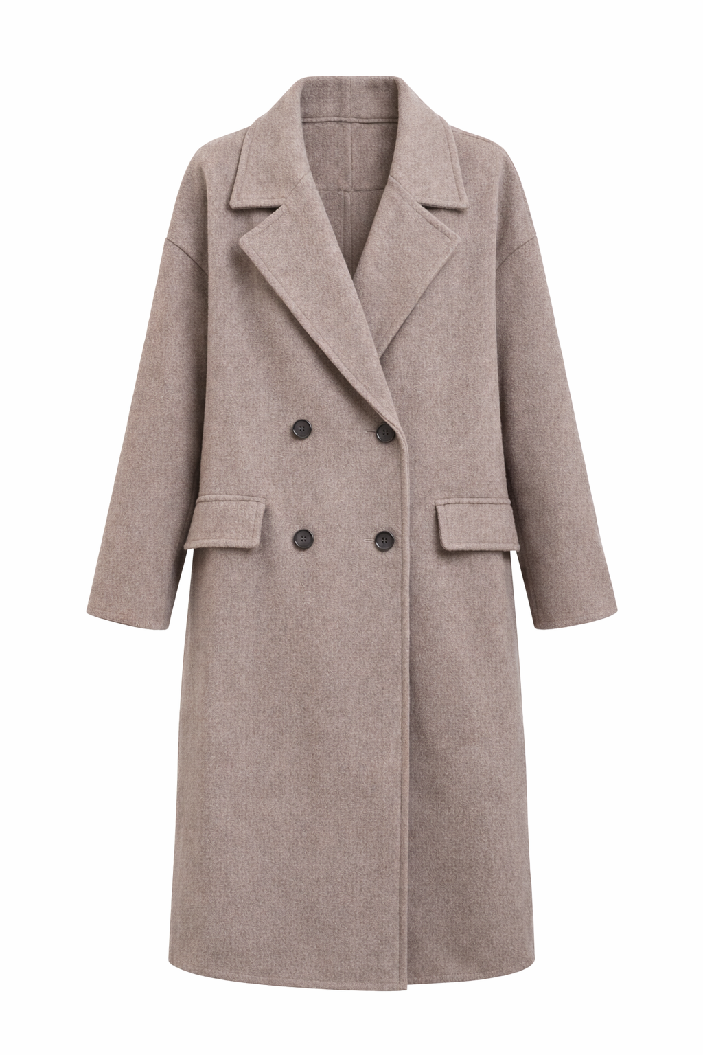 Manteau long double boutonnage coupe droite