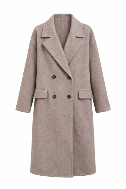 Manteau long double boutonnage coupe droite