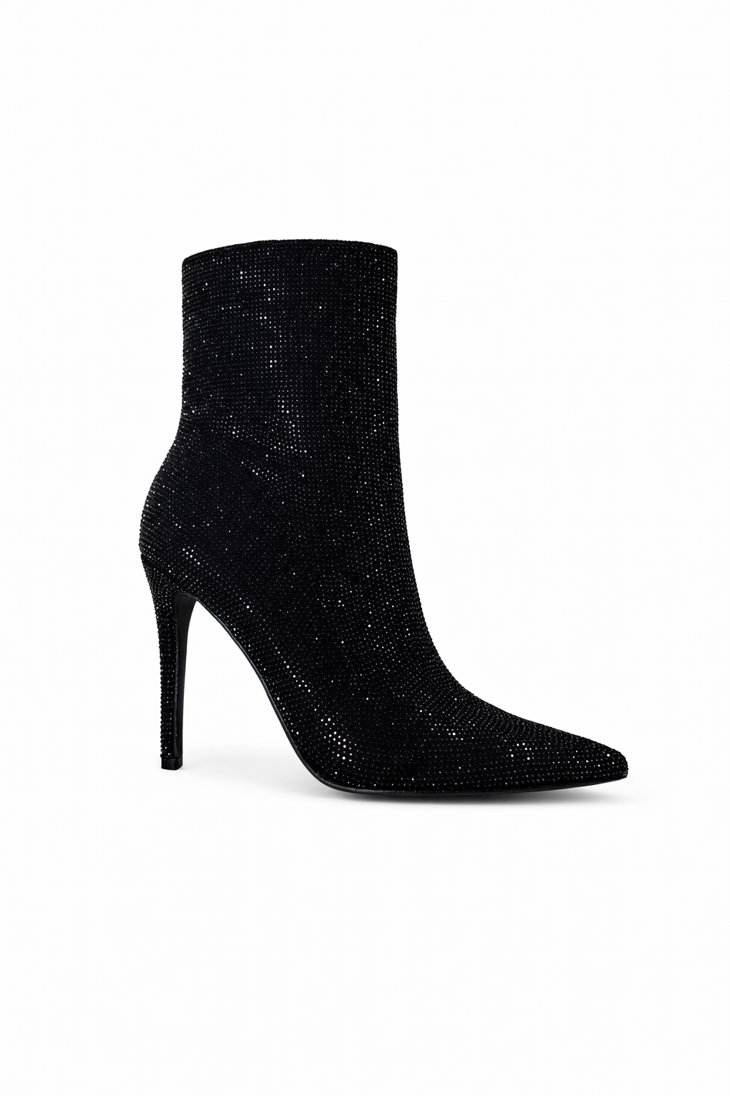 Bottines chaussettes noires à strass et talon aiguille