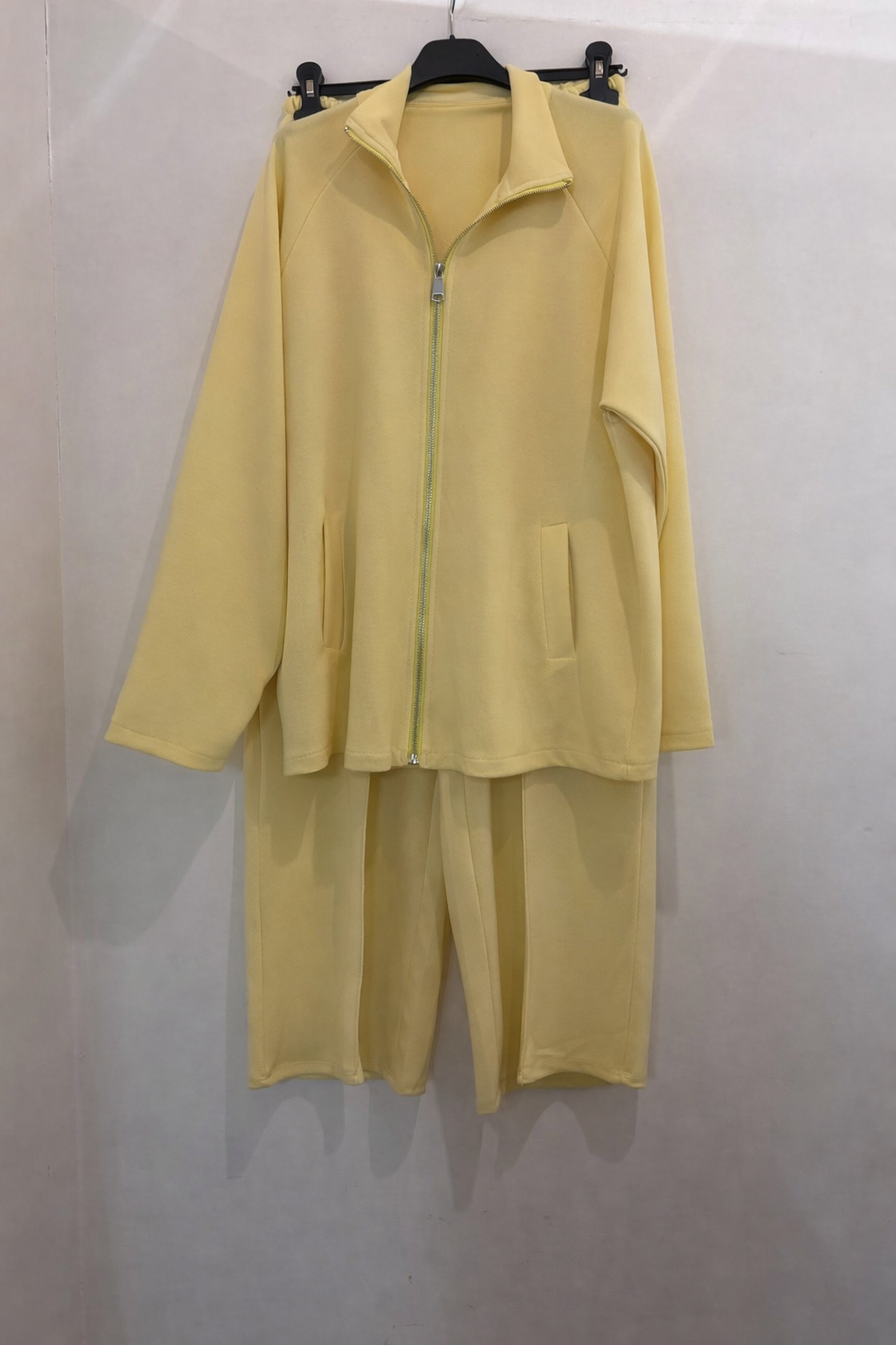 Ensemble oversize zippé veste ample à col montant et pantalon fluide taille haute