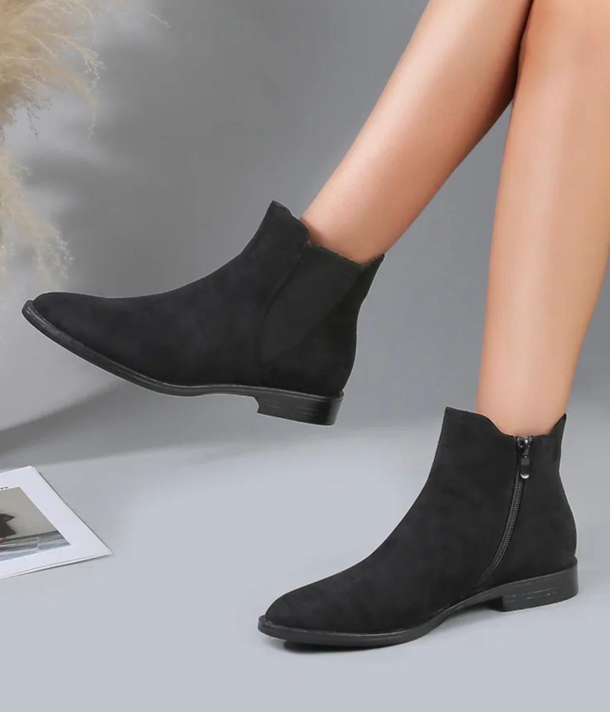 Bottines en suédine à zip latéral