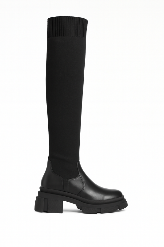 Bottes chaussette noire à semelle épaisse
