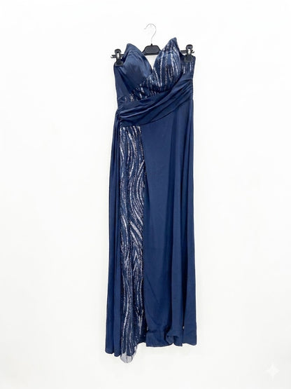 Robe bustier fendue avec sequins et laçage au dos