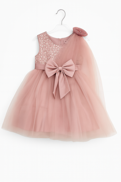 Robe en voile superposé avec grand nœud