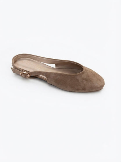 Ballerine slingback en suédine, bout rond