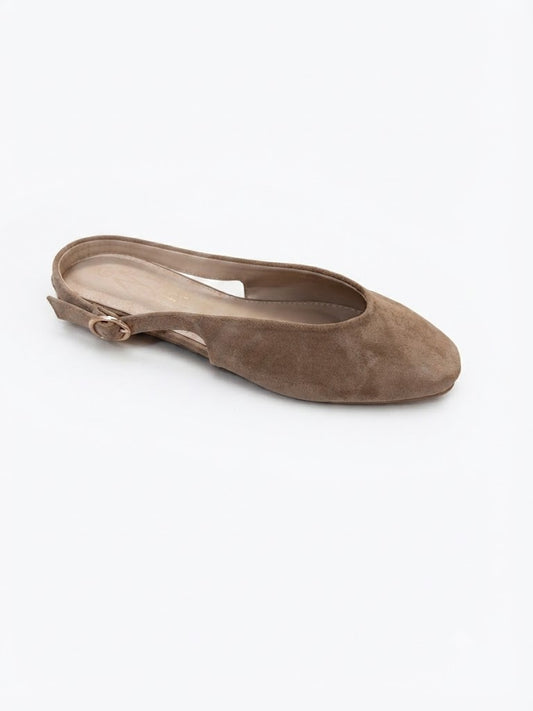 Ballerine slingback en suédine, bout rond