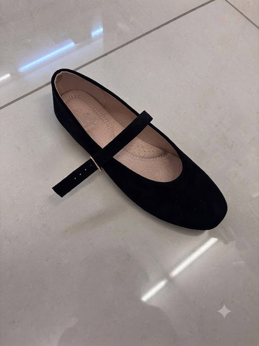 Ballerine plate noire, bride
