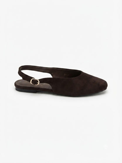 Ballerine slingback en suédine, bout rond