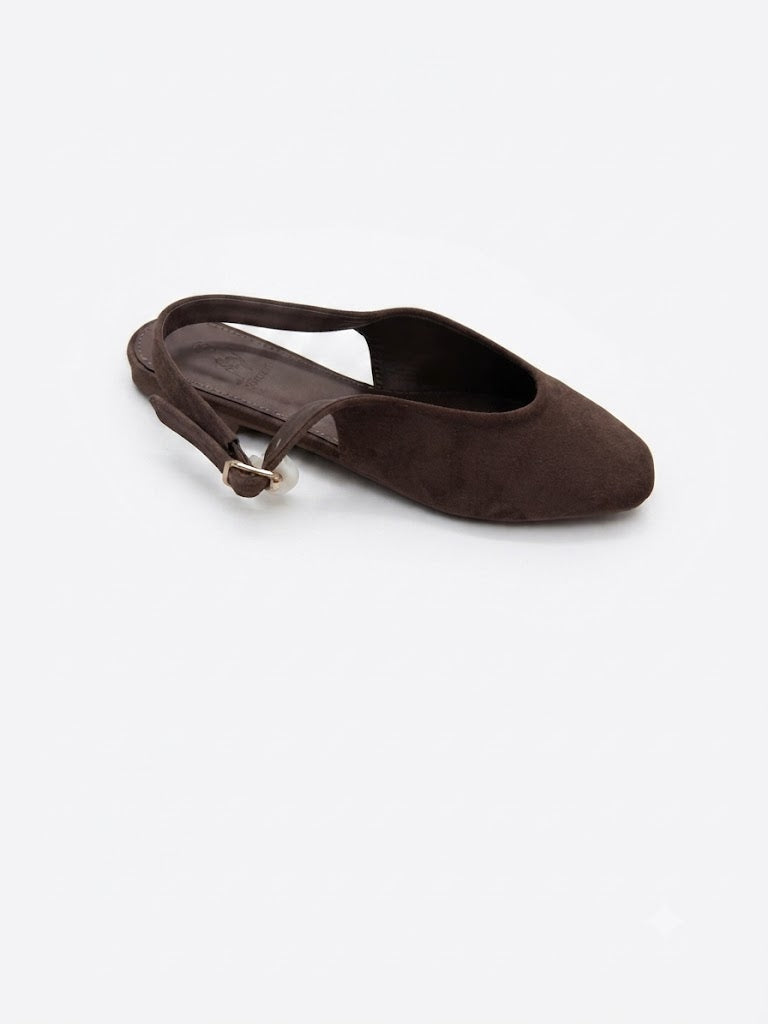 Ballerine slingback en suédine, bout rond