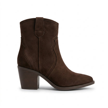 Bottines western en suédine à talon biseauté