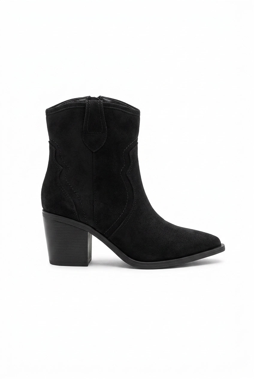 Bottines western en suédine à talon biseauté