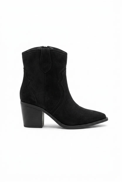 Bottines western en suédine à talon biseauté
