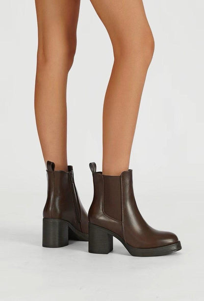Bottines à talon carré et plateforme