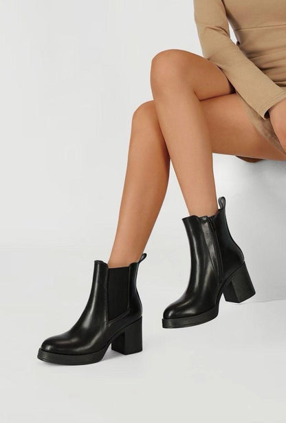 Bottines à talon carré et plateforme