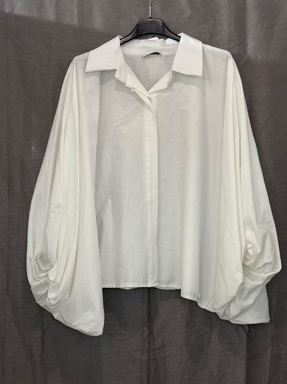 Chemise cache-cœur manches bouffantes