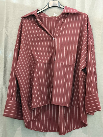 Chemise rayée oversize à revers