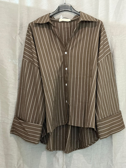 Chemise rayée oversize à revers