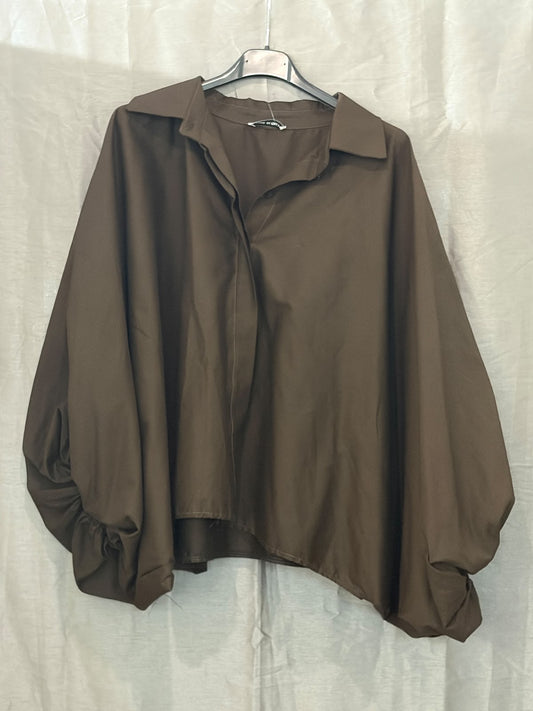 Chemise cache-cœur manches bouffantes