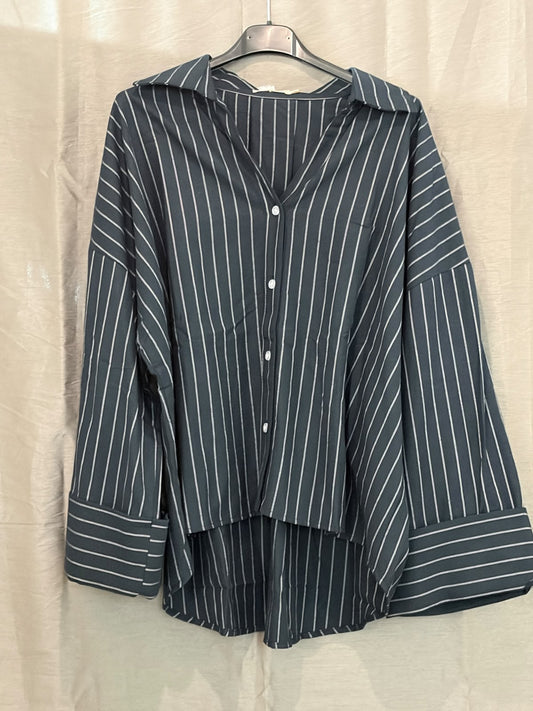 Chemise rayée oversize à revers