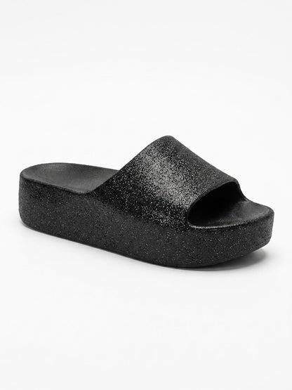 Claquette plateforme effet paillettes