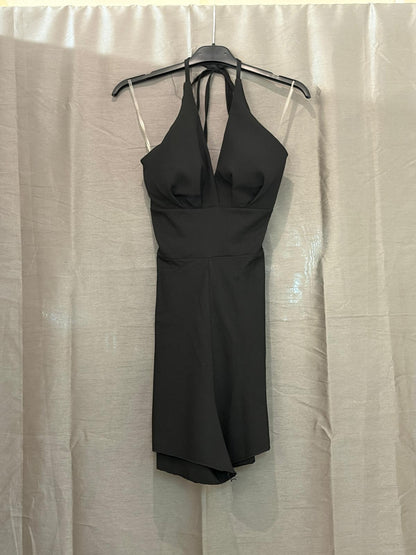 Combishort col halter, décolleté V et nœud au cou