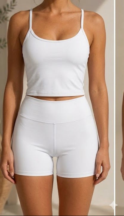 Ensemble brassière et short – tenue de sport assortie débardeur fines bretelles et short