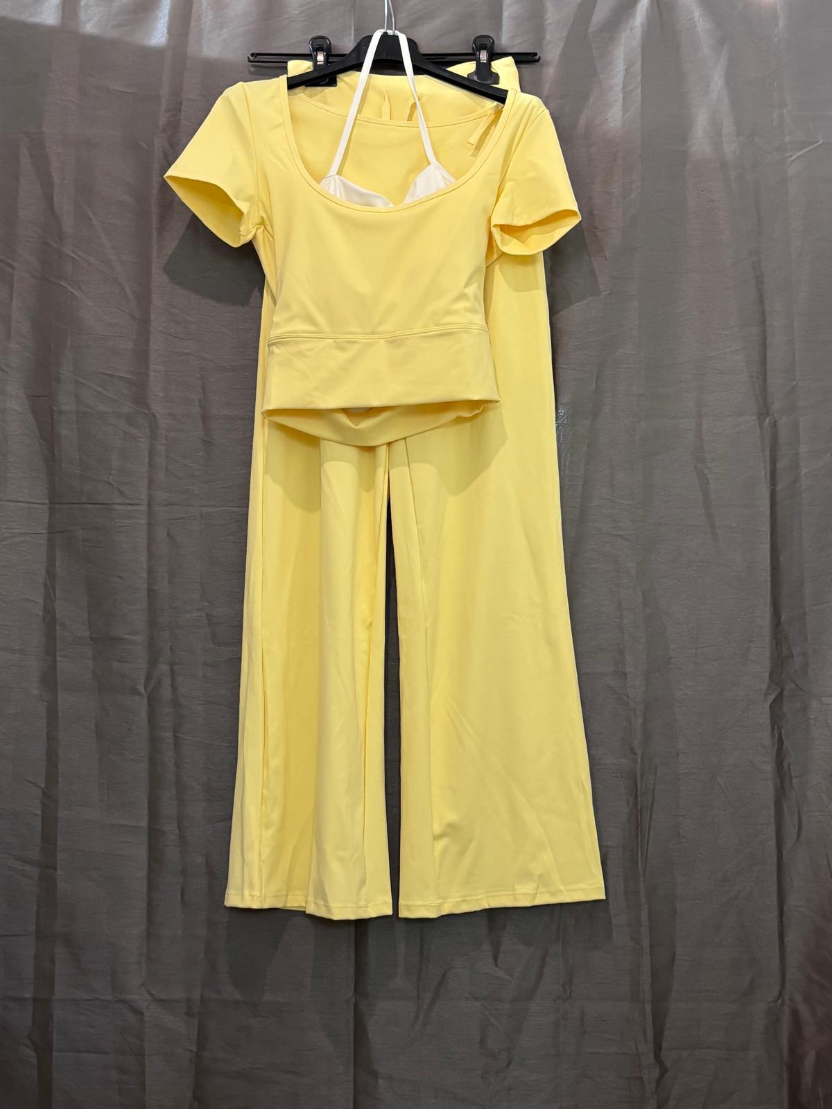 Ensemble t-shirt côtelé et pantalon large à cordon