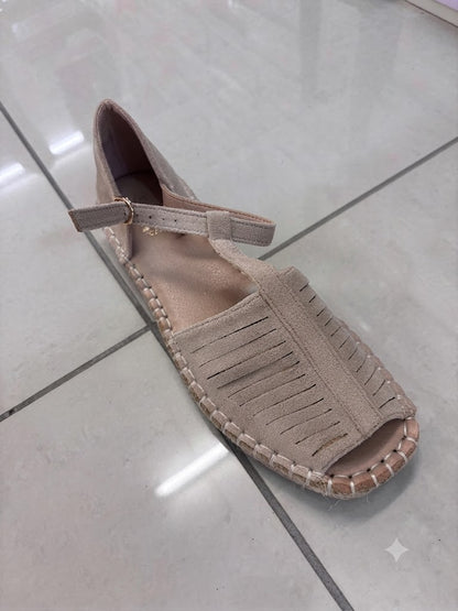 Espadrille plate, bride cheville et bout ouvert