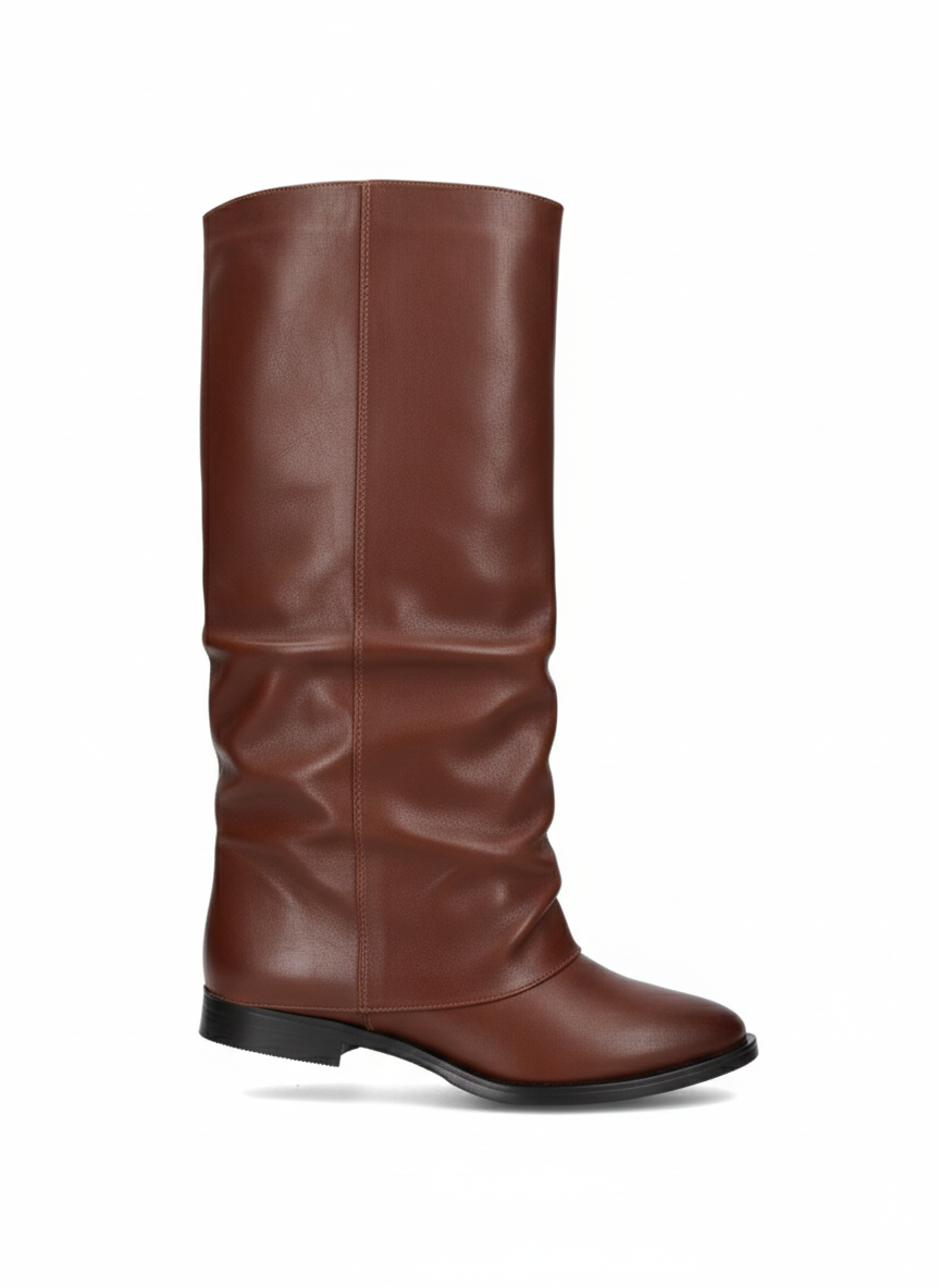 Bottes cavalières effet cuir souple coupe haute