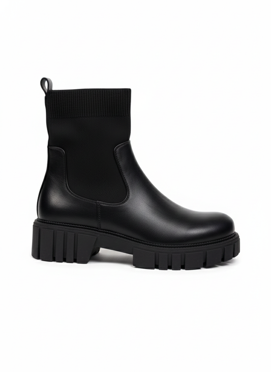 Bottines noires stretch semelle épaisse