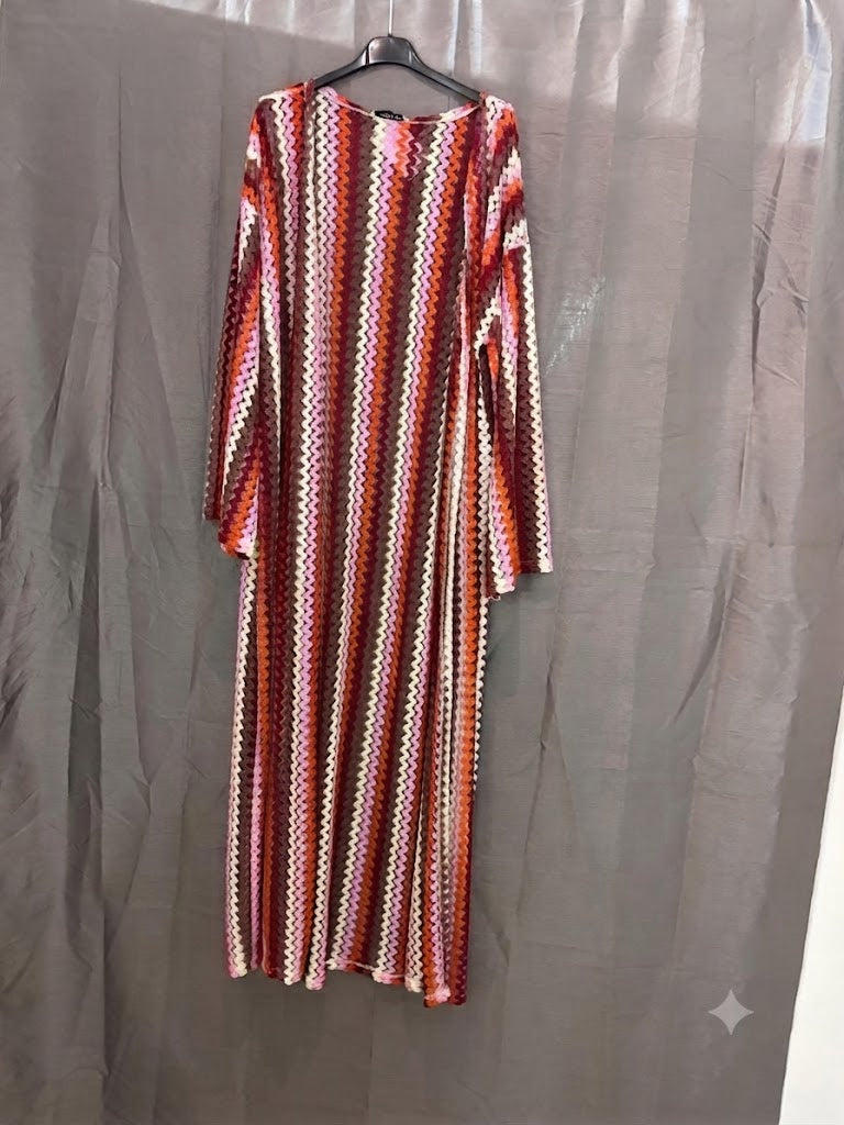 Kimono long manches longues, motif chevrons