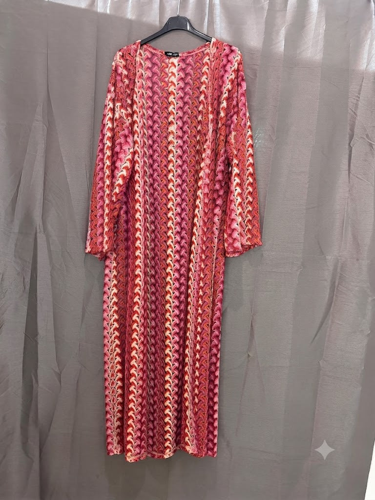 Kimono long manches longues, motif chevrons