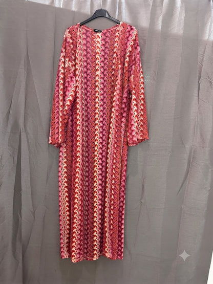 Kimono long manches longues, motif chevrons